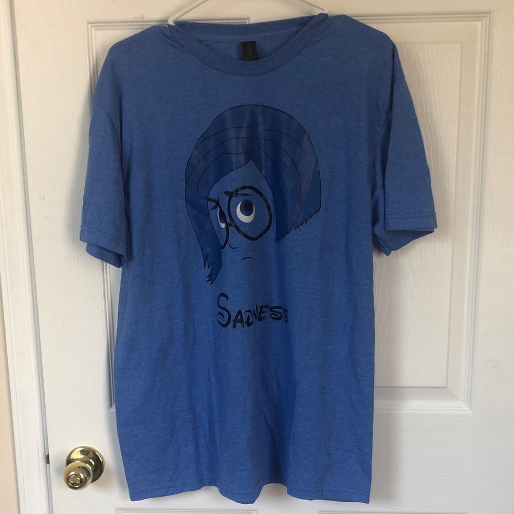 Sadness Inside Out Gildan Blue Cartoon Graphic Tee